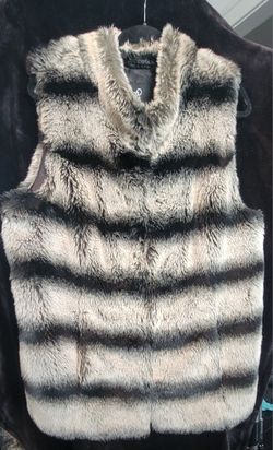 Rachel Zoe Black and Gray Striped Teddy Jacket