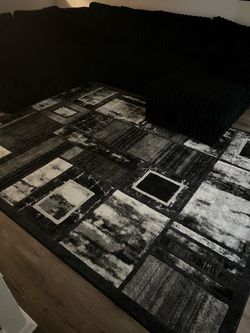 Large Black and Gray Abstract Area Rug