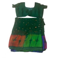 Indian Green Tie Dye Colorful Sari Saree