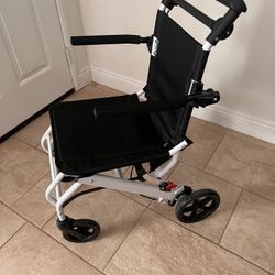 Ultralight Transport Wheelchair, Folding Portable Boarding Traveling Wheelchair With Handbrake 