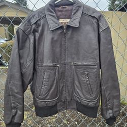 Vintage phase 2 leather brown bomber jacket size medium 