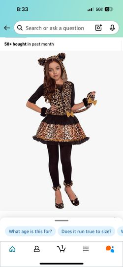 Brand New Cat Leopard Costume For Girls Size 8-10