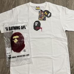 White Bape T Shirt Size Small
