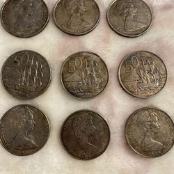Lot Of    Old 50c Coins From New Zealand Collectible 