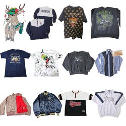 Lot of 12 Vintage Clothing Shirts Crewneck Jackets 80s 90s Sz M-XL Looney Tunes Ed Hardy Mickey Ect