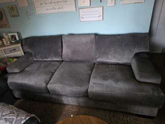 Slate blue sofa
