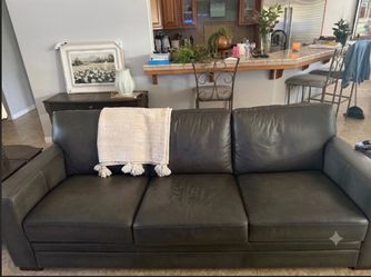 Dark leather couch