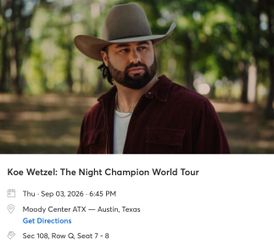 2 Koe Wetzel Concert tickets