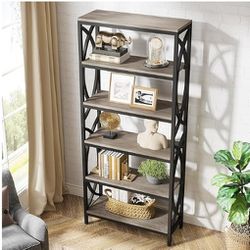 Tribesigns 6-Tier Bookshelf, 70.8" Tall Bookcase, Modern Wooden Bookshelf with Metal Frame, Freestanding Open Storage Shelves/Shelving Unit for Office