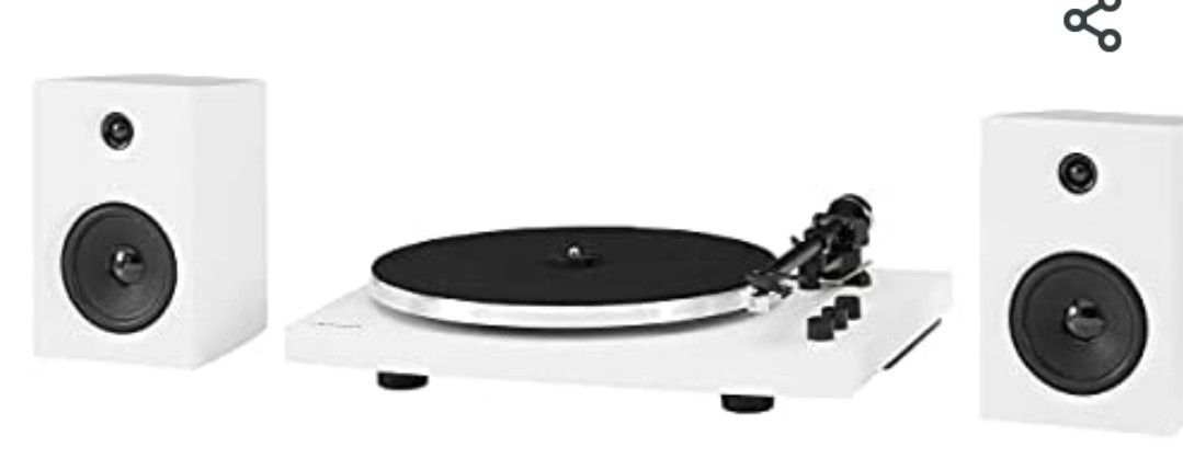 Crosley T150B-WH Modern 2-Speed Bluetooth Turntable System with Variable Weighted Tone Arm and Stereo Speakers, White