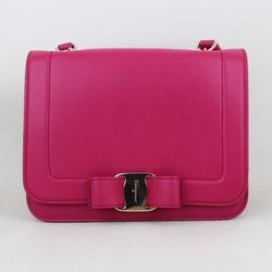 Salvatore Ferragamo Smooth Calfskin Vara Bow Pink Crossbody Bag