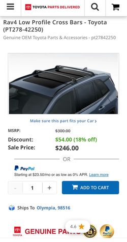 Genuine Toyota Low-Profile Cross Bars – 2026+ Toyota RAV4 - Toyota $246 plus tax at Toyota dealership new recently purchased my car don't need those