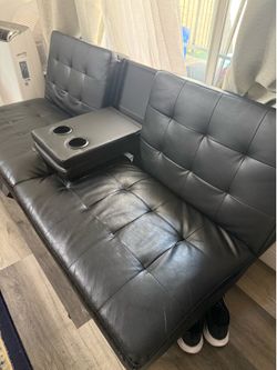 Futon bed convertible with 2 drink holder