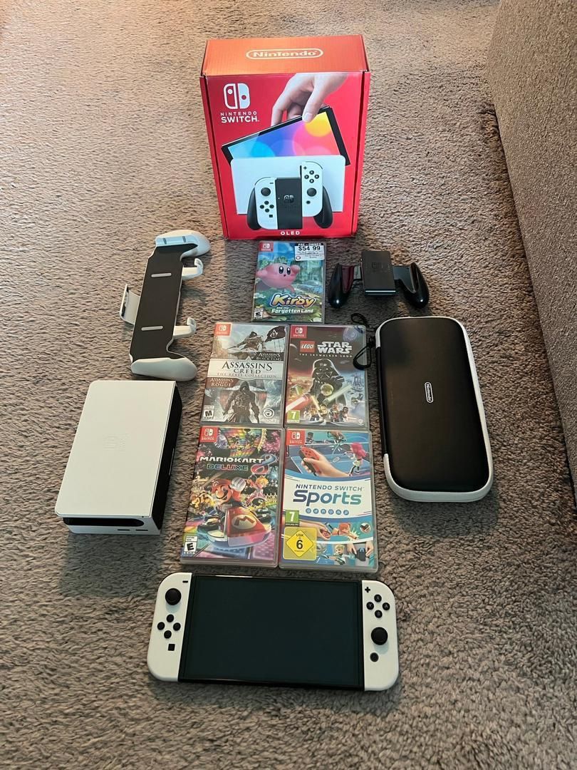 Great OLED Console Bundle With Games Working Perfectly And Controller + Case
