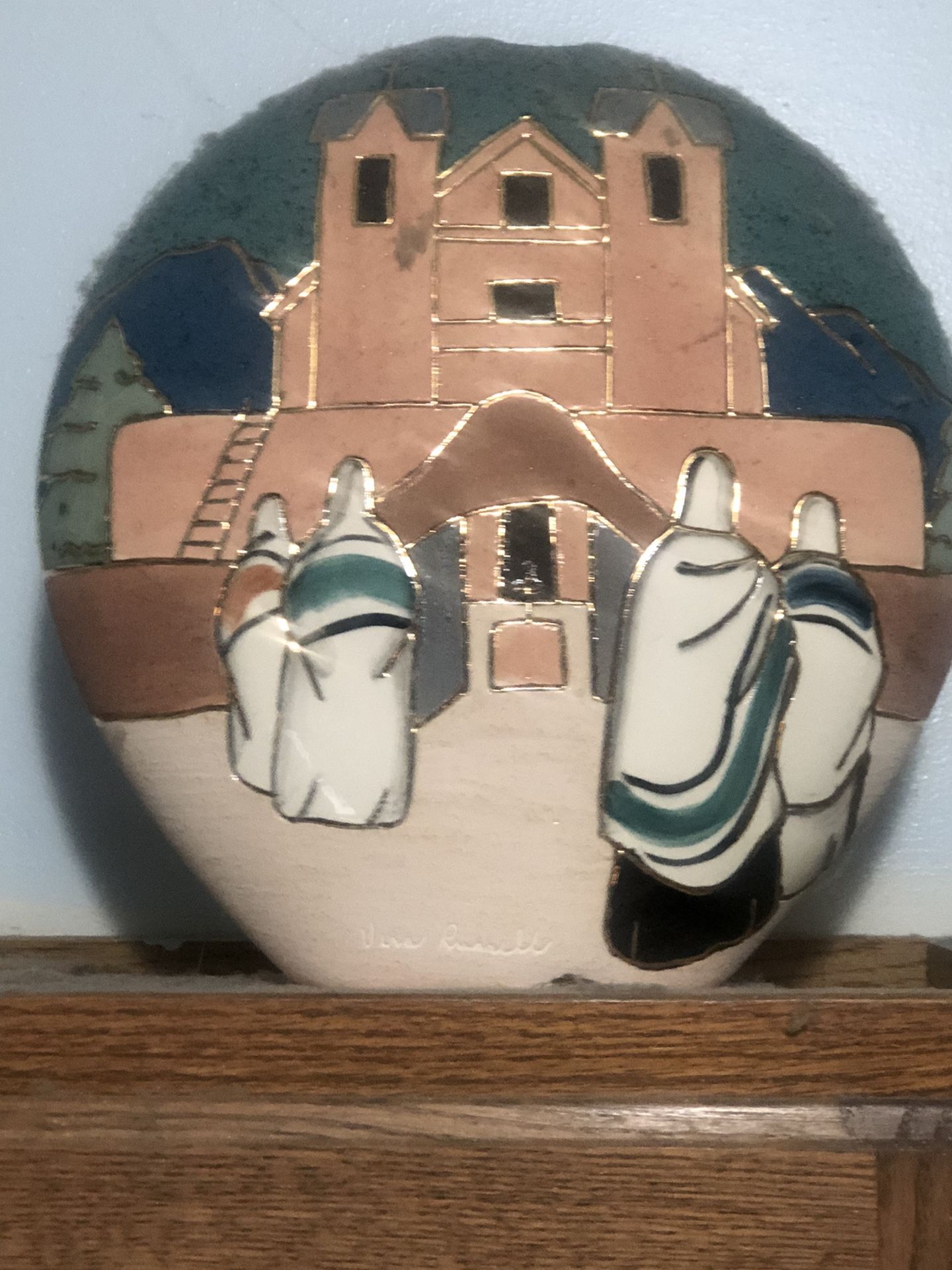 Decorative Vase Terra Cotta Vintage Signed Vera Russell