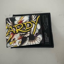 Ed Hardy Men's Black Leather Wallet Eagle Tattoo Bifold with Tattoo Box Cover