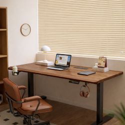 High-end Solid Wood Adjustable Height Standing Desk, Dual Motor 3-Stage Legs | Made to Order