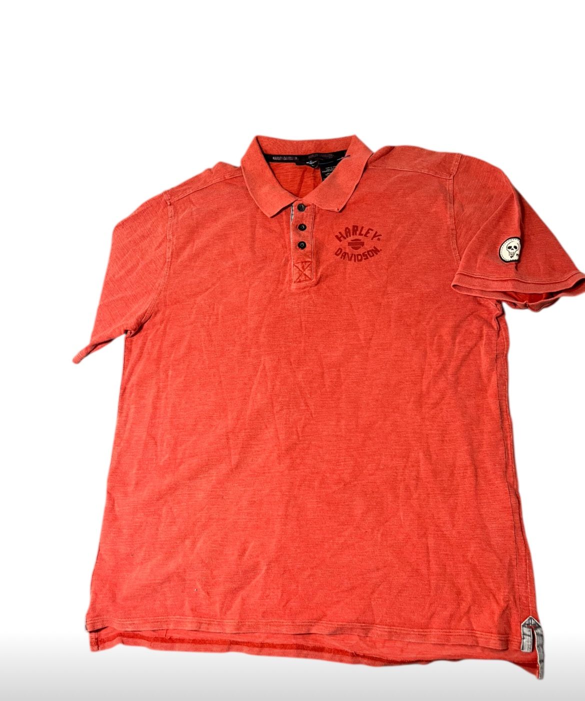 Harley Davidson Polo Shirt Men's Size XL Orange Cotton Logo Short Sleeve