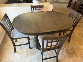 Dark Wood Dining Set with 4 Chairs