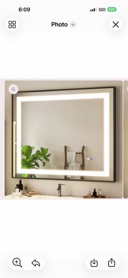 48"x40" LED Bathroom Mirror with Gold or Black Frame $150