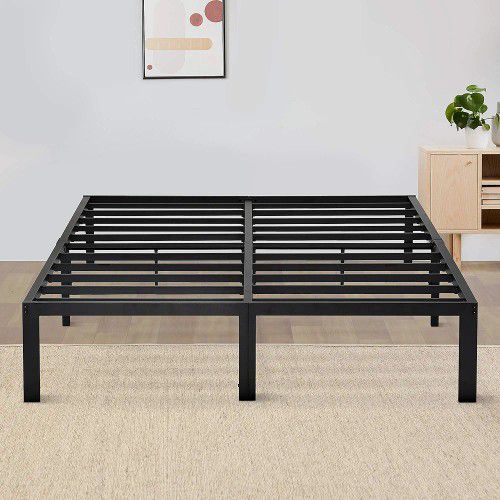 New! 14" King Size Metal Platform Bed Frame No Box Spring Needed In The Box Seal 