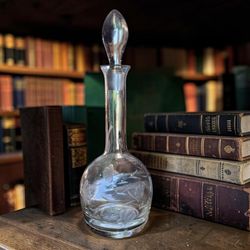 VNTG PRINCESS HOUSE 24% Lead Crystal ETCHED Victorian Style Wine/Liquor Decanter W/Glass Stopper 