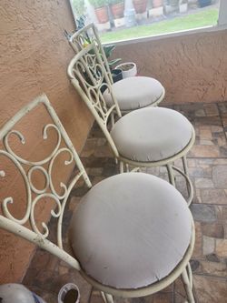 Set of 3  Iron Bar Stools