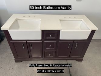 60" Bathroom Vanity with Quartz Countertop & Solid Wood & Plywood Cabinet #3443