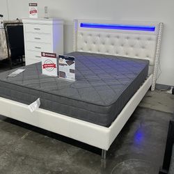 NEW QUEEN BED FRAME WITH MATTRESS