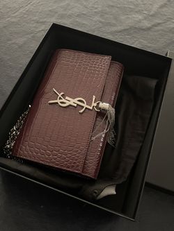 Brand New With Box YSL Burgundy Croc Purse