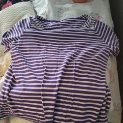 White And Purple Striped Shirt