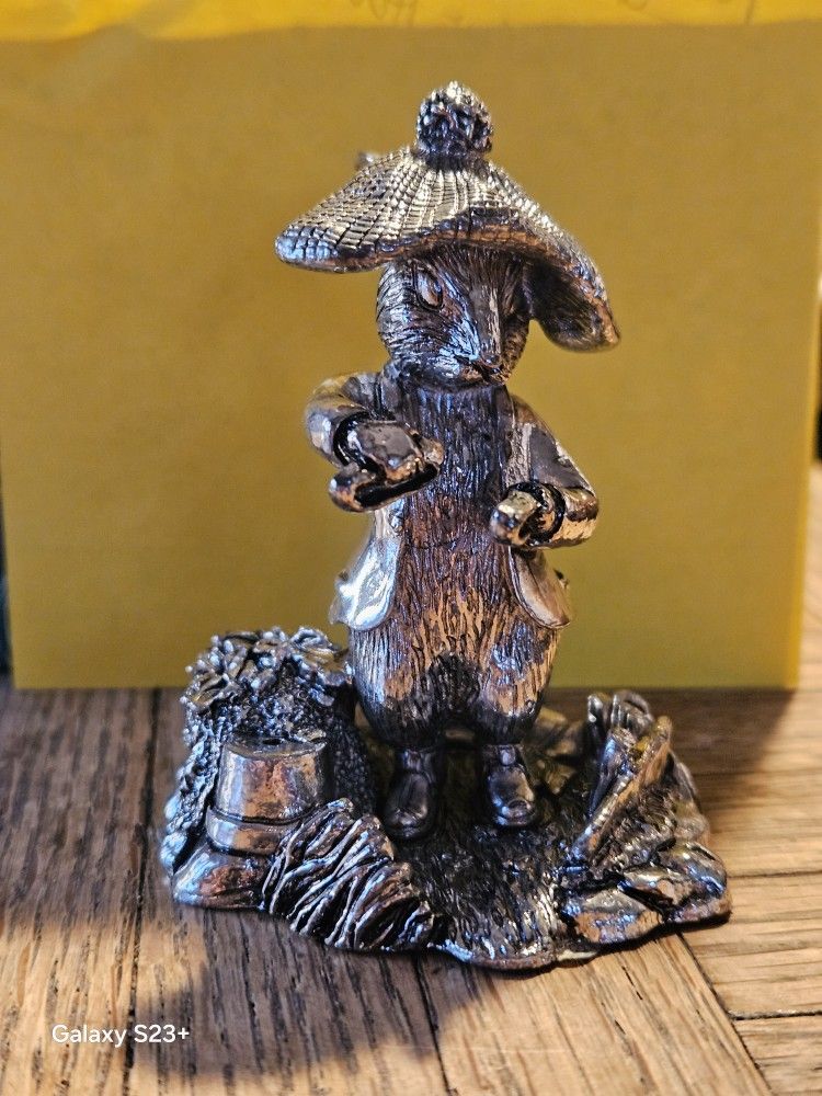VINTAGE Peter Rabbit Benjamin Bunny Godinger silver -with Box
