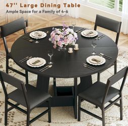 Round Dining Table Set With 6 Chair - 47”