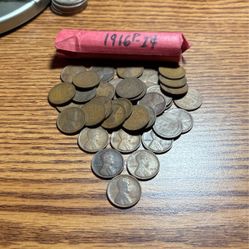 1916 Lincoln Pennies -Full Roll (50 Coins)- Over 100 Years Old