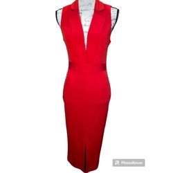 Women’s Red Cocktail Party Pencil Straight Dress