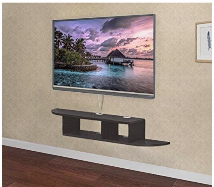 Easeurlife Floating Wall Mounted TV Console Audio Video Shelving for Cable Boxes, DVD Players, Game Consoles, Photo Frames, Plants (Walnut)