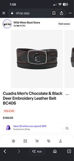 Size 34 Cuadra Brown Contrasting Textures Leather Belt