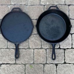 Ozark 12” Cast Iron 2 In 1 Frying Pan Skillet With Griddle Lid RARE