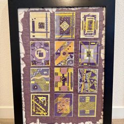 Glass Framed Modern Fiber Quilt Artwork