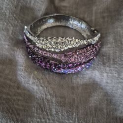 Purple Rhinestone Cuff Bangle Bracelet Cristal Jewelery For Women 