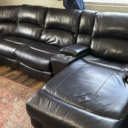 6 Piece Dual Power  Leather Reclining Sectional 