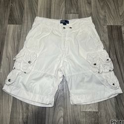 SIZE 33 MENS VINTAGE POLO RALPH LAUREN WHITE CARGO SHORTS