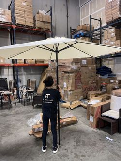 #0(contact info removed) Military Steals and Surplus 9' Outdoor Patio Umbrella with UV Protection, Cream, DF96B