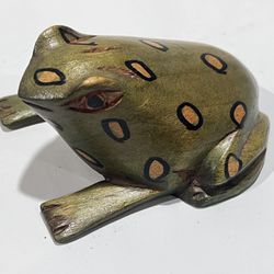 Frog statue home decor living room wood sculpture figurine carved From Jamaica