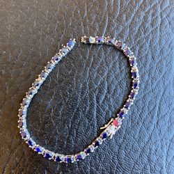  Vintage 925 Sterling Tennis Bracelet Sapphire 