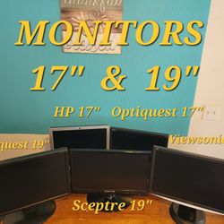 Monitors 17" & 19" $20-$40 All Function As They Should