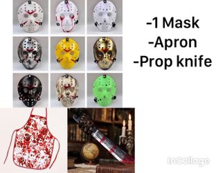 Jason Halloween Costume Set with Mask, Apron, and Prop Knife