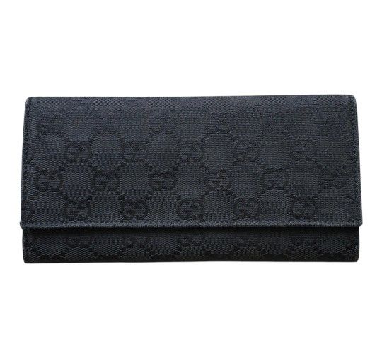 GUCCI GG Supreme Canvas with Leather Wallet in Black