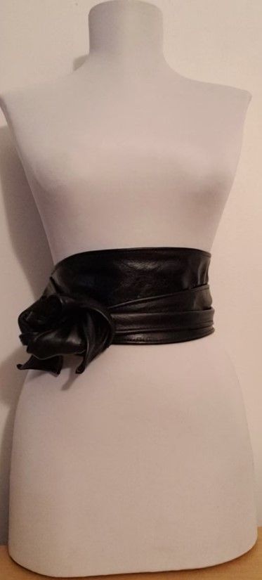 Black Leather Obi Belt