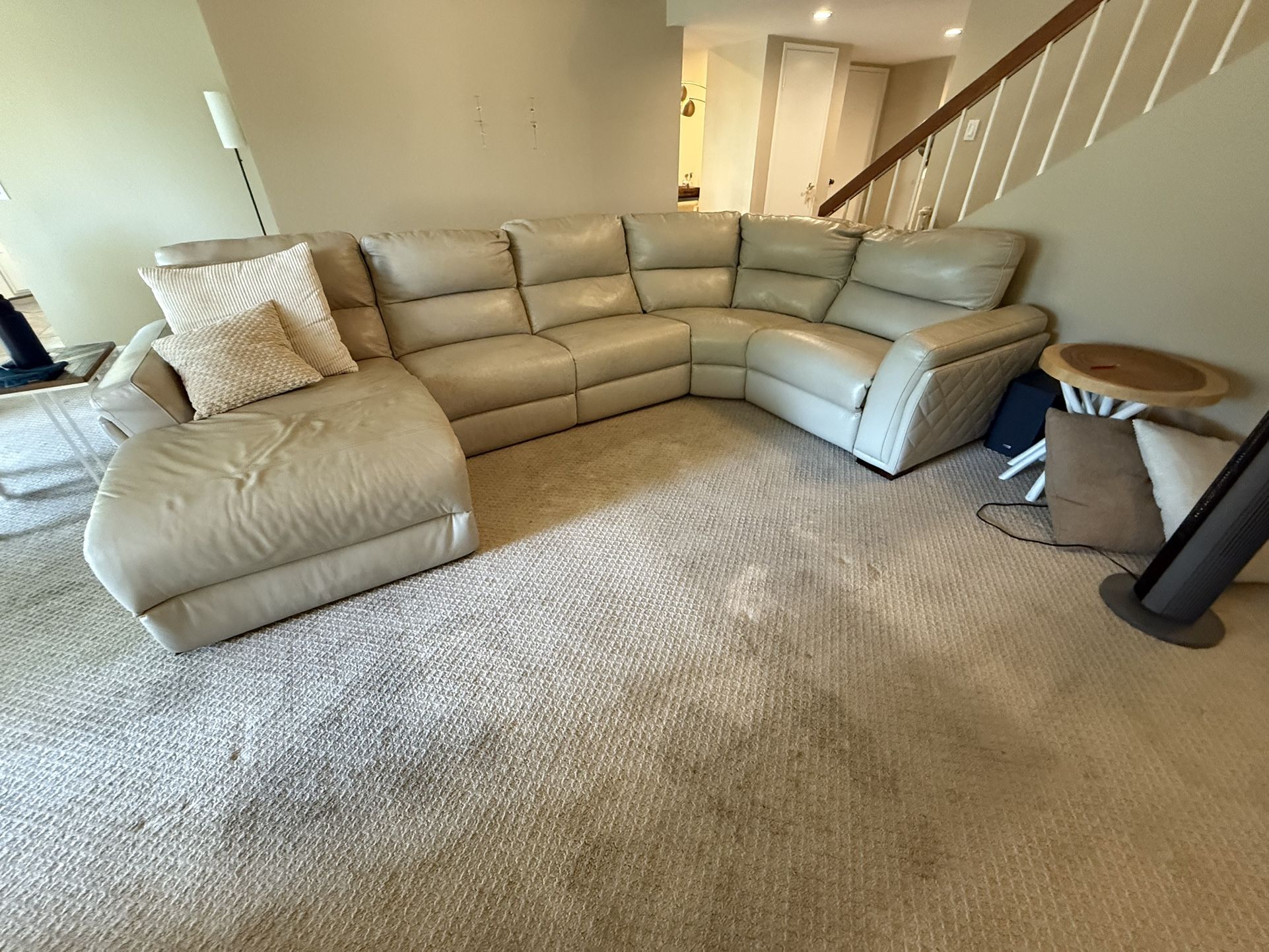 LEATHER SECTIONAL COUCH w/ Chaise And Reclining Chair